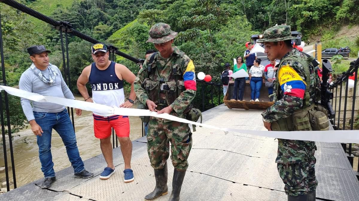 Dissidents From the Central General Staff (EMC)/Revolutionary Armed Forces of Colombia (FARC) Deliver a Bridge to the Community and Charge a Fee for Its Use, Hondura, El Tambo, Cauca, Colombia - 02 July 2024