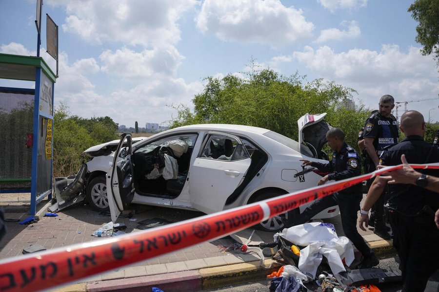 Palestinian Assailant Severely Injures Four Israeli Soldiers in a Vehicle Ramming Attack Near Tzrifin, Gush Dan, Central Israel - 14 July 2024
