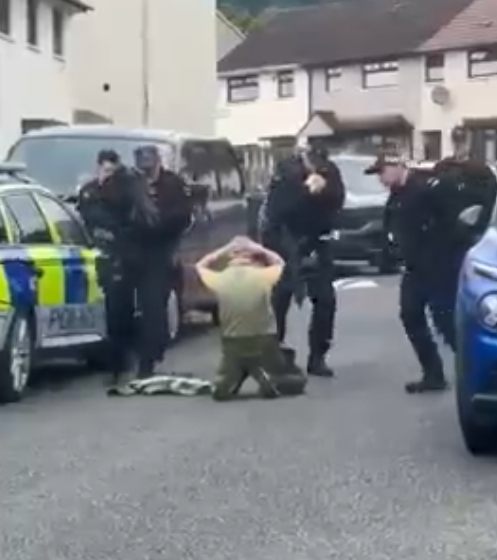 Police Arrest a Man Suspected of Threatening to Shoot Workers Repairing a Homeless Welcome Center, Belfast, Northern Ireland, United Kingdom - 25 July 2024