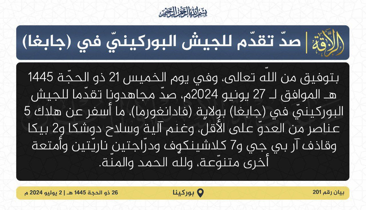 TRAC Incident Report: Jama’at Nusrat al-Islam wa al-Muslimin (JNIM) Militants Clashed With Burkinabe Army Forces in Diabiga, Kompienga Province, Burkina Faso – 27 June 2024
