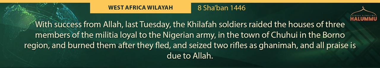 TRAC Incident Report: Islamic State West Africa (ISWA/Wilayat Gharb Afriqiyah) Militants Raided the Houses of Three Nigerian Militia Members in Shuwariye, Borno State, Nigeria – 4 February 2025