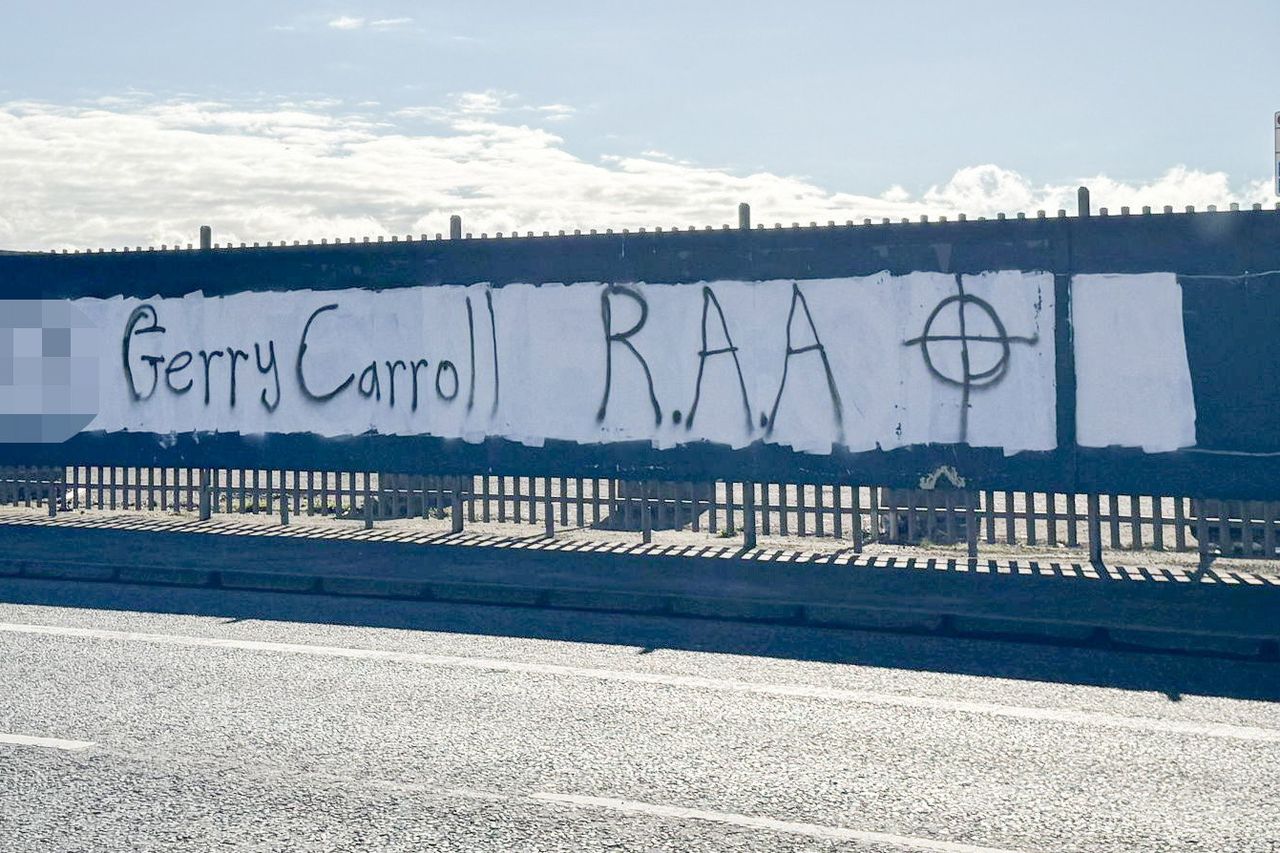 Far-Left 'People Before Profit' Leader Gerry Carroll Threatened with Death in Fascist Group-Linked Graffiti, Andersonstown, Belfast, County Antrim, Northern Ireland, United Kingdom - 16 March 2025