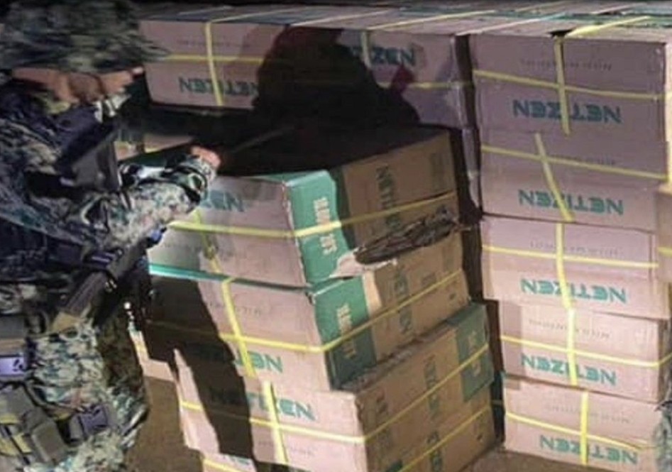 P2.8 Million ($50,000 (USD) Worth of Imported Cigarettes Seized in an Anti-Smuggling Operation in Barangay Buansa in Indanan, Sulu, Philippines - 07 March 2025