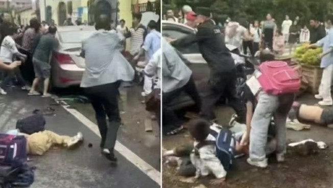 Driver Targets School Children in a Car-Ramming Attack, Injuring Several, Jinhua City, Zhejiang Province, China - 22 April 2025