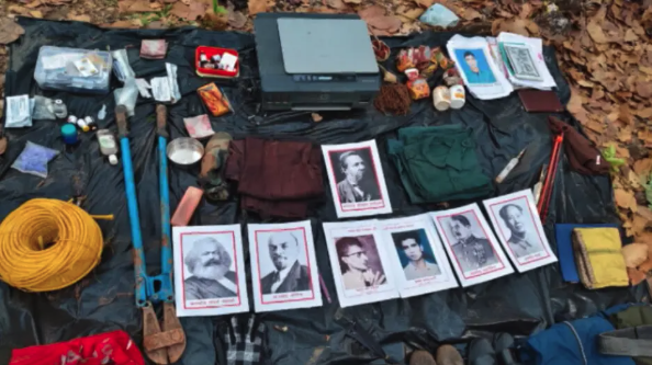 Massive Haul of Arms and Explosives Uncovered at Maoist Hideout on Odisha - Jharkhand Border, Odisha, West Singhbhum, Jharkhand, India - 07 April 2025