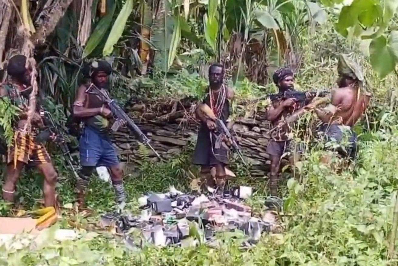 (Photos) Free Papua Movement (OPM) Militants Burn Supplies Captured From the Indonesian Security Forces (TNI), Papua, Indonesia - 27 April 2025