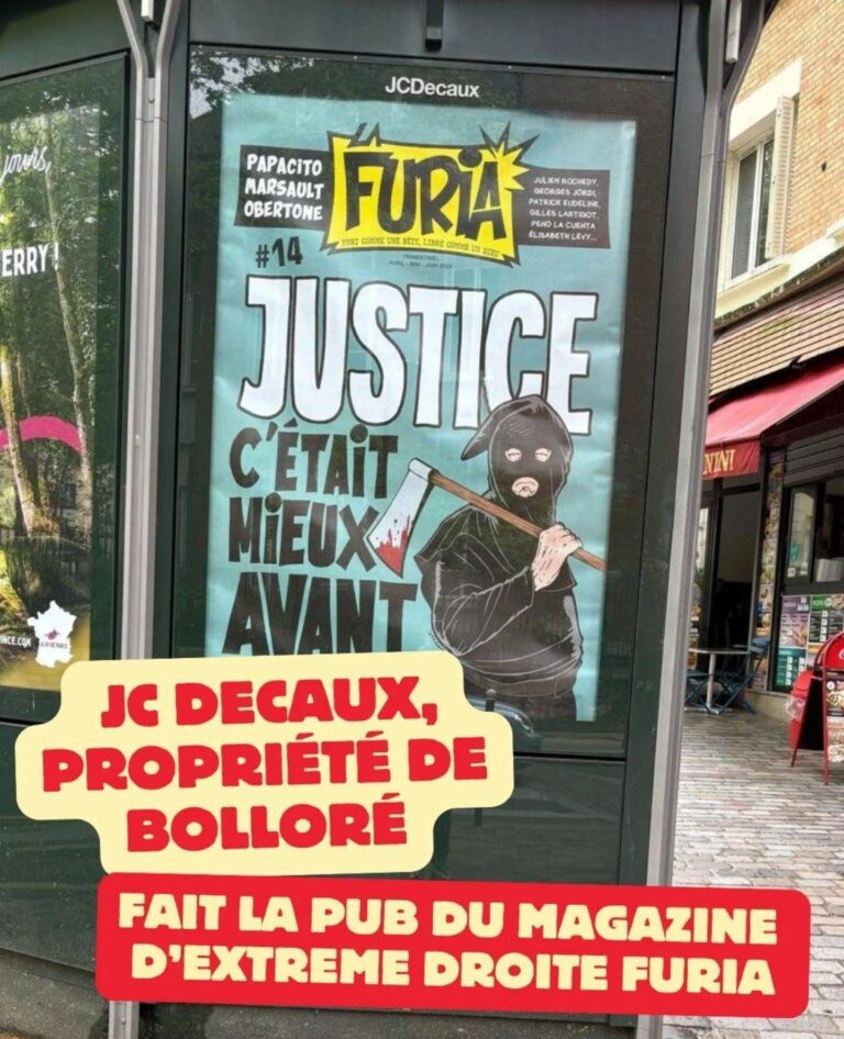 Anarchists Smash JC Decaux Billboard Following La Furia Death Penalty Campaign, Route d’Angers, à Bouchemaine, France - 30 April 2025